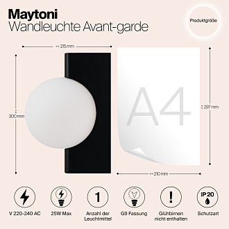 Светильник 30 см, Maytoni Avant-garde MOD324WL-01B, черный
