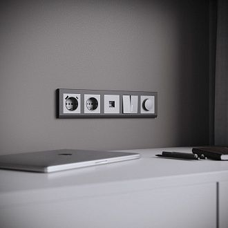 W0051864 Рамка на 5 постов Stark, графит матовый Werkel, 4690389194535