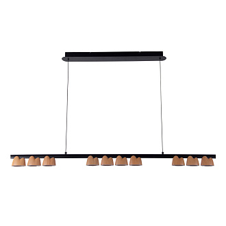 Подвесная люстра 135*7*161 см, 48W, Favourite Interline 4266-10P матовый черный, прозрачный акрил с узором, текстура дерева