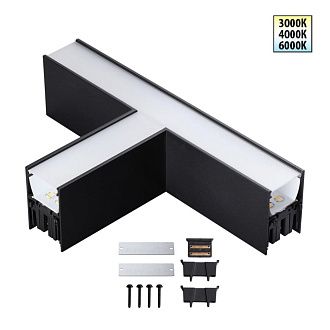 Светильник соединитель «Т»  *14*6- см, 1*LED*12W, 3000/4000/6000K, Novotech Fatto Over 359611, черный, с переключателем цветовой температуры