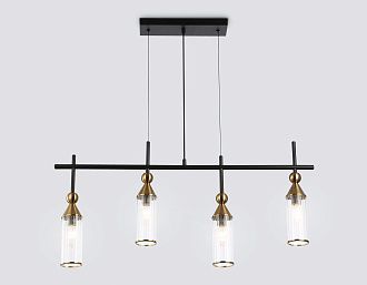 Подвесной светильник 84,5*6,5*41-115 см, 4*E14*40W, K, Ambrella Light High Light LH55254, черный, латунь