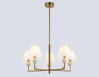 Люстра на штанге с абажурами **58- см, 5*E14*40W, K, Ambrella Light High Light LH75159, латунь