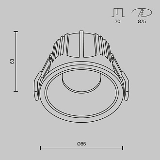 Светильник 9 см, 15W, 3000K, Maytoni Downlight Alfa LED DL043-01-15W3K-RD-WB, белый-черный
