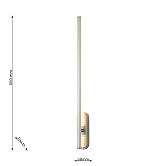 Бра 60 см, LED 12W, 3000K, 1800Lm, 2-3 м2 Favourite Reed 3002-1W, D70*W50*H600, каркас светильника в цвете никель