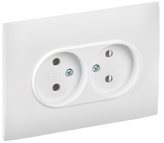 SKANDY Розетка 2-я без з/к/ш 10А в сб. SK-R10W арк. бел. IEK, SK-R20-10-K01-F