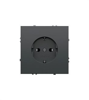 Розетка встраиваемая Voltum S70 с заземлением 16А, титан пластик Soft touch VLS040106