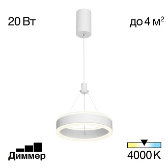 Подвесной светильник 20*30/125 см, 20W 4000K Citilux CL719010 Дуэт Белый С
