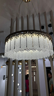 Люстра 60 см, LED*80W, 3700К, 6796lm Odeon Light Cleo 5091/80L, золотой
