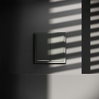 Проходной переключатель встраиваемый Voltum S70 двухклавишный с подсветкой 10А, титан пластик Soft touch VLS020406