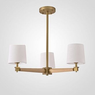 Люстра на штанге Jorgenson D70 White/Light wood 70*70*60 см, 3*E27*60W, ImperiumLoft STAVRA01, Светлое дерево, Золотистый