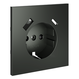 Накладка для розетки с заземлением и защитными шторками, с USB A+C, титан Voltum S70 VLS001006, Пластик Soft touch