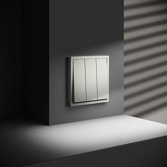 Выключатель встраиваемый Voltum S70 трехклавишный 10А, сталь пластик Soft touch VLS030105