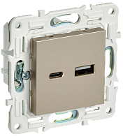 SKANDY Розетка USB A+C 18Вт SK-R13Sh шамп. IEK, SK-U22-018-K37