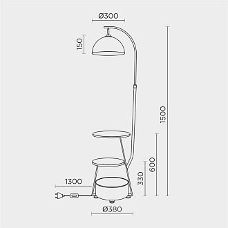 Торшер **-160 см, 1*Е27*60W, Modemodern  MD.8808.01FL, Чёрный