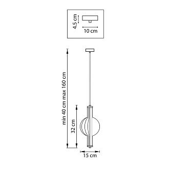 Подвес *15*32-160 см, LED*6W, 3000K, Lightstar Botto 800033, Латунь