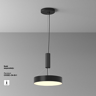 Накладной светильник 30*30*6 см, LED, 36W, 3000К, Maytoni Technical Zon C032CL-36W3K-RD-B черный