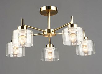 Люстра Ø600 x H280, мм, 5*40W (200W), COP (Латунь) Rilon 7394/5 COP