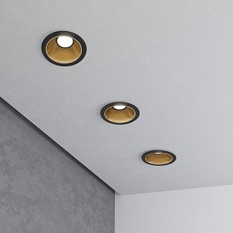 Точечный светильник LED 8W, 4200 К, 8,5*8,5*7,8 см, черный/золото, Elektrostandard Osti 25081/LED