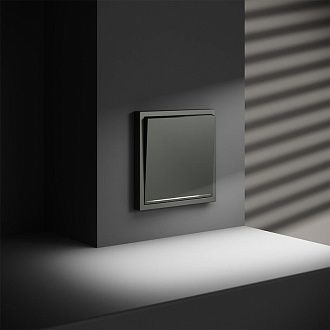 Проходной переключатель встраиваемый Voltum S70 одноклавишный с подсветкой 10А, титан пластик Soft touch VLS010406