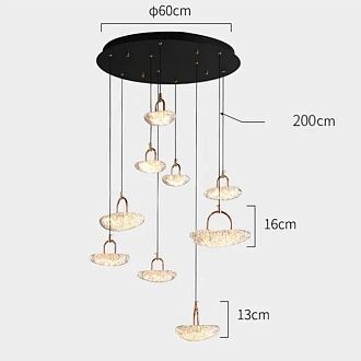Люстра 2326-9, D600 / Н160 LED, 95W, 3000/4000/6000K, Alva Donna, Чёрный матовый