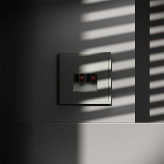 Розетка акустическая встраиваемая Voltum S70 4-местная, титан пластик Soft touch VLS060306