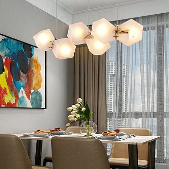 Подвесной светильник Gabriel Scott Welles Glass L2 40*40*35 см, 2*G9*40W, ImperiumLoft 40.2275-0, Золотистый