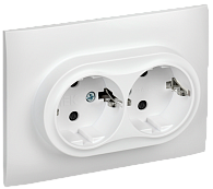 SKANDY Розетка 2-я с з/к/ш 16А в сб. SK-R07W арк. бел. IEK, SK-R24-16-K01-F