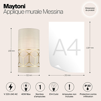 Настенный светильник Maytoni Messina H223-WL-01-G, золото