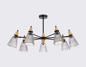 Люстра на штанге **19-39 см, 7*E14*40W, K, Ambrella Light High Light LH58116, черный, светлое дерево