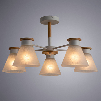 Потолочная люстра Arte Lamp Tyler A1031PL-5WH, диаметр 63 см, белый-дерево