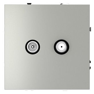 Розетка телевизионнная встраиваемая Voltum S70 оконечная TV+SAT, сталь пластик Soft touch VLS060405