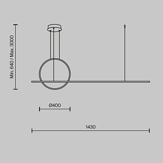 Подвесной светильник 143*11,7*344 см, LED, 40W, 3000К, Maytoni Halo MOD247PL-L49BSK латунный