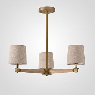 Люстра на штанге Jorgenson D70 Beige/Light wood 70*70*60 см, 3*E27*60W, ImperiumLoft STAVRA01, Светлое дерево, Золотистый