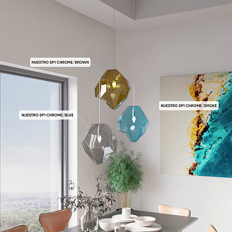 Светильник подвесной 25 см, 1*E14*40W,  Crystal Lux NUESTRO SP1 CHROME/BLUE, Хром