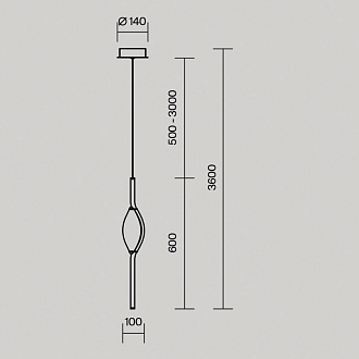 Подвесной светильник 14*14*360 см, LED, 3000К, Maytoni Foresight MOD347PL-L8BS3K латунный