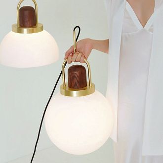 Подвесной светильник Arc Globe Полусфера D25 25*25*250 см, 1*E27*60W, ImperiumLoft 101295-26, Латунь, Дерево