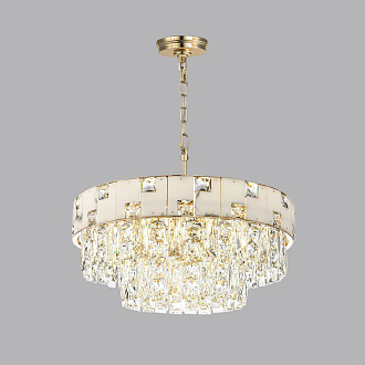 Люстра 50*50*150 см, E14 12*11*40W,  К, Odeon Light Chessi 5076/11, золото/прозрачный/белый