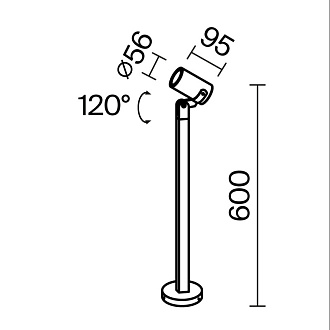 Ландшафтный светильник  5,5*10 см, GU10 1 50W, К, Черный Maytoni Scope O025FL-01B1