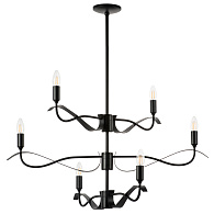 Люстра потолочная 85*147 см, 6*E14*36W, Черный матовый Lightstar Ragno 733267