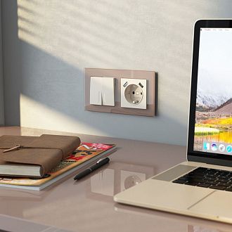 W1120162 Выключатель двухклавишный с подсветкой, айвори матовый Werkel, 4690389184673