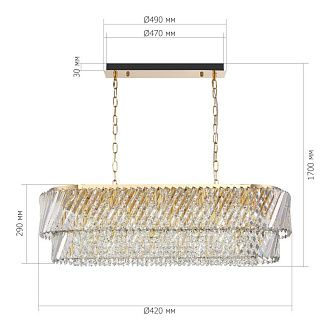 Подвесная люстра 99*34*170 см, 14*E14*40W, ST-Luce RITZ SL6138.303.14, латунный