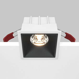 Светильник 9 см, 15W, 3000K, Maytoni Downlight Alfa LED DL043-01-15W3K-SQ-WB, белый-черный