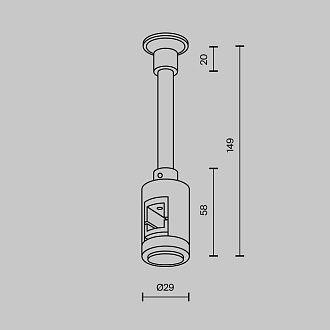 Комплектующие для трековой системы  TRA155CW-SL1-PT 2,9*2,9*-14,9 см, *Maytoni technical Accessories for tracks Flarity TRA155CW-SL1-PT, Платина