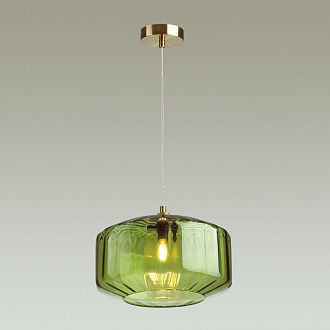 Подвес Odeon Light BINGA 4783/1 диаметр 30 см, Зеленый прозрачный