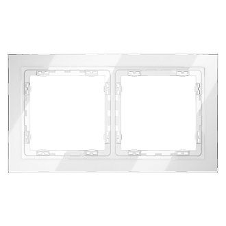 Рамка стеклянная Voltum S70 на 2 поста, белый, стекло Стекло/пластик  VLS110201