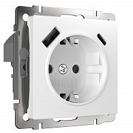 W1171701 Розетка с заземлением, шторками и USB тип A+C, белый Werkel, 4690389176418