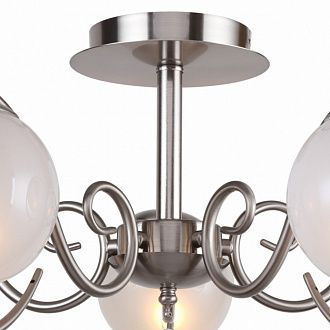 Потолочный светильник F-Promo Fabbio 2349-5U, D660*H310, никеля, белое матовое стекло, прозрачный хрусталь