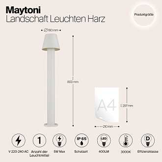 Светодиодный светильник 80 см, 5W, 3000K, Maytoni Harz O421FL-L5W, белый