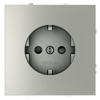 Розетка встраиваемая Voltum S70 с заземлением и защитными шторками, 16А, сталь пластик Soft touch VLS040205