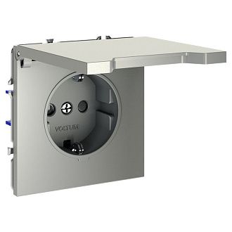 Розетка встраиваемая Voltum S70 с заземлением, защитными шторками и крышкой 16А, шелк пластик Soft touch VLS040304